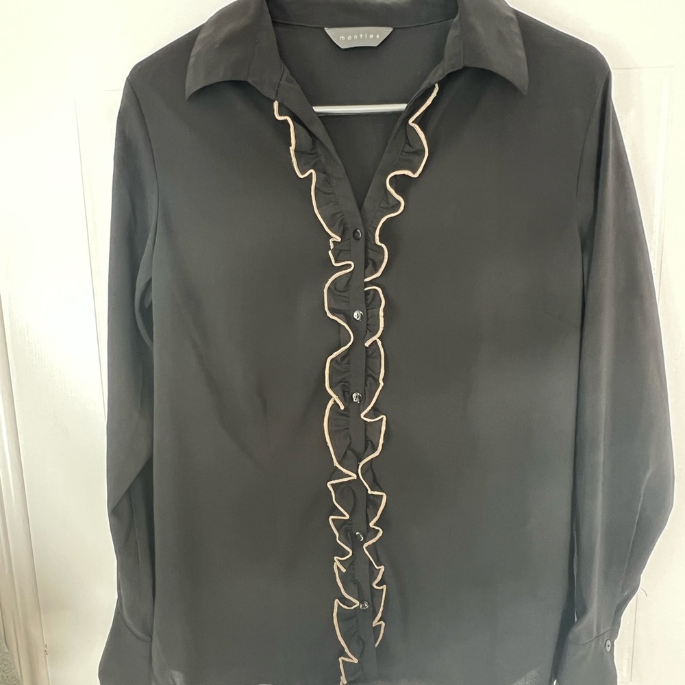 Gray Ruffle Trim Shirt